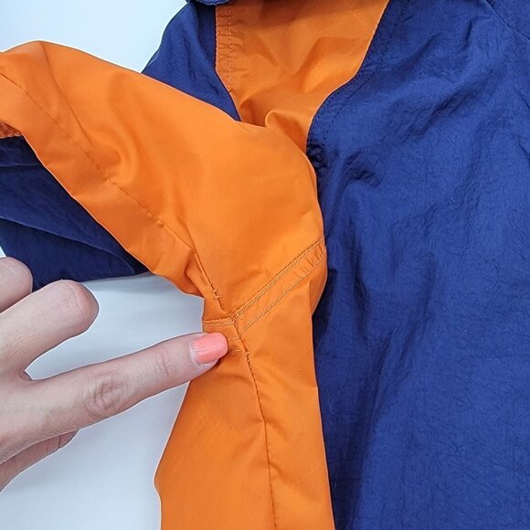 Vintage 90s Adidas Girl Windbreaker Jacket Size Medium Half Zip Navy Blue Orange - Picture 11 of 16